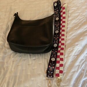 Black Leather Shoulder Bag and Straps